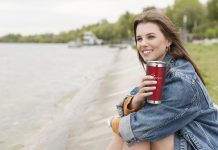 Travel Stainless Steel 30oz Insulated Double Walled Vacuum Coffee Mug with Slider Lid – coffee mug with lid for women men – portable travel mugs insulated for hot and cold – spill proof leak proof coffee mug Travel Stainless Steel 30oz